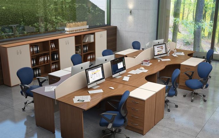 Офисный комплект мебели IMAGO три стола, 2 шкафа, стеллаж, тумба в Магадане - изображение 4